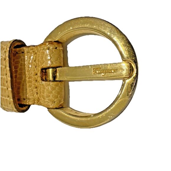 Salvatore Ferragamo Size XS 30 in. Women's Belt Tan Gold Snake Skin Pattern - Picture 9 of 14